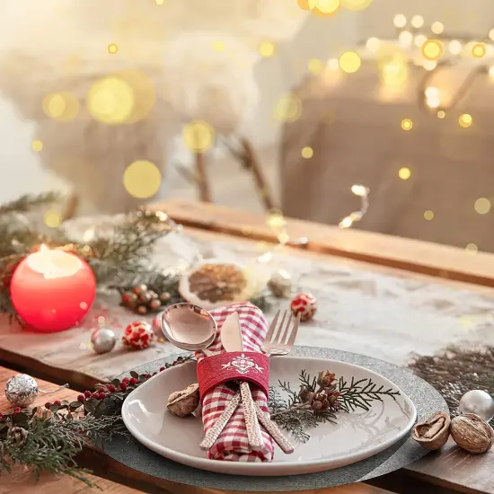 50 Pieces Silver Glitter Paper Place Mats Sparkle Round Disposable Table Mats Silver Sequin Doilies Decorative Placemats for Wedding Banquet Party Home Dining Tableware {4}