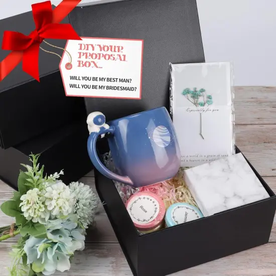 4-Pack Black Gift Boxes with Magnetic Lids, Square Collapsible Gift Wrap Box Magnet Clourse for Presents, Mothers Day, Birthday, Wedding, Bridesmaid Groomsman Proposal Box {3}