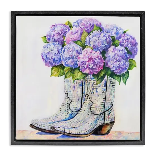 Stupell Industries Hydrangea Filled Cowgirl Boots Floating Frame Design by Amanda Greenwood {1}