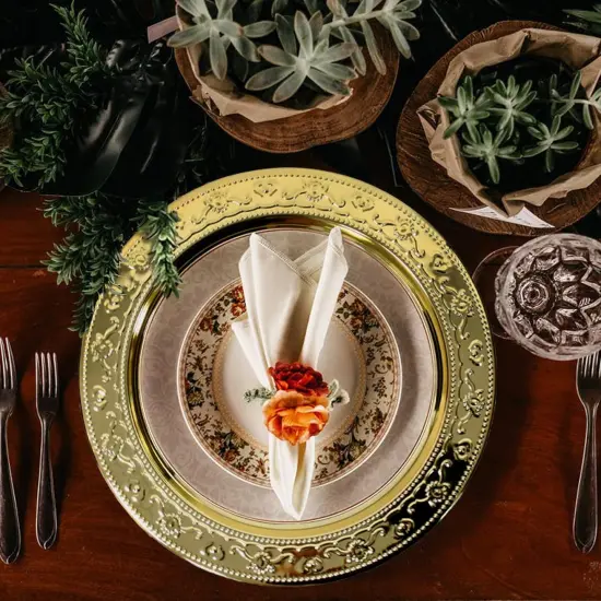 Stainless Steel Charger Plates, 6Pcs Gold Dinner Plate Chargers Round Server Ware {2}