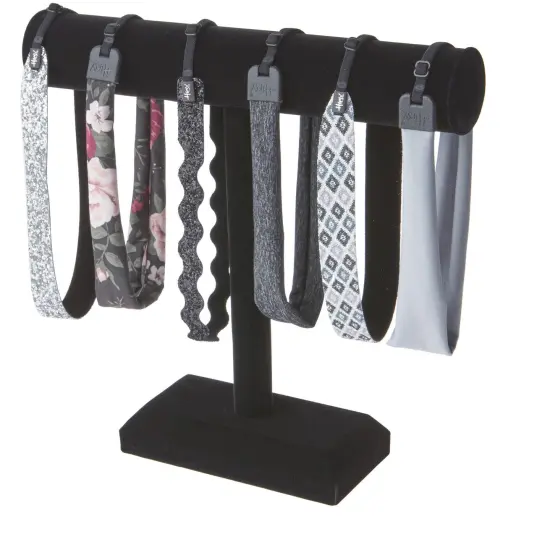Plymor Black Velvet T-Bar Necklace Display Stand, 12" W x 12" H {4}