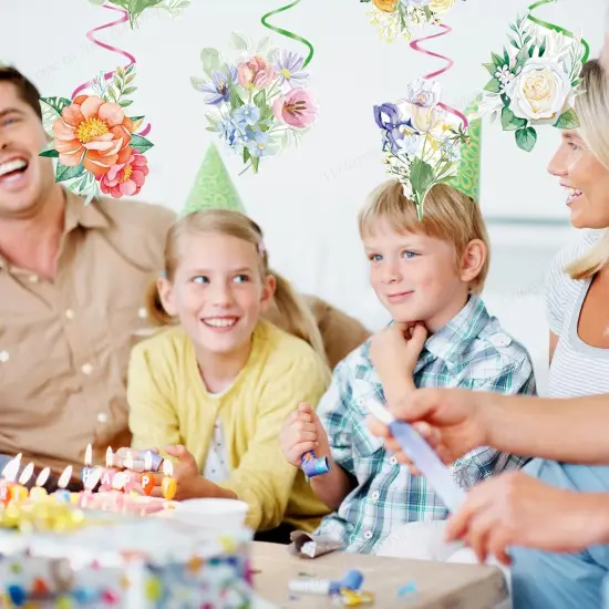 24 PCS Flower Hanging Swirls Decorations Floral Party Decorations, Spring Summer Flower {2}