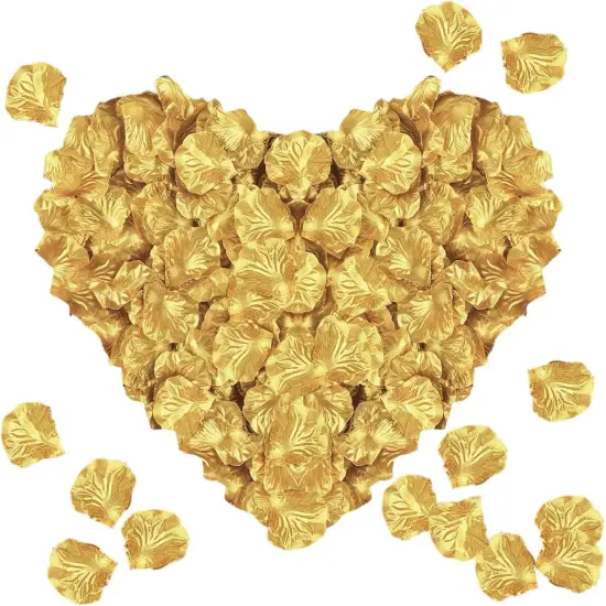 300PCS Gold Artificial Silk Rose Petals Fake Rose Flower Petals for Valentines Romantic Night Wedding Proposal Anniversary Party Decorations {1}