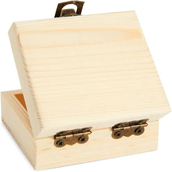 Unfinished Wood Boxes for Crafts - Paintable Wooden Treasure Chests for Jewelry & DIY Projects, 12 Pack of Small Storage with Lids {4}