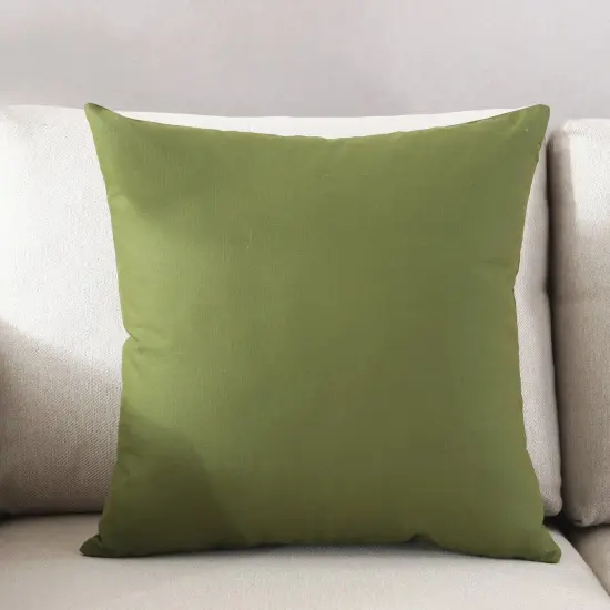 Decorative 100% Cotton Canvas Square Solid Toss Pillowcase Cushion Cover Pillow Cover with Hidden Zipper Closure Only Cover No Insert - Olive Green 18"x18"(45x45cm) {1}