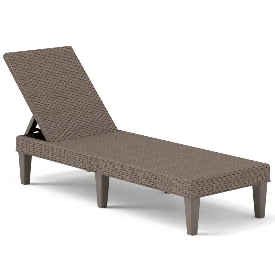 Rattan Chaise Lounge Chair 3-Position Outdoor Recliner Brown {1}
