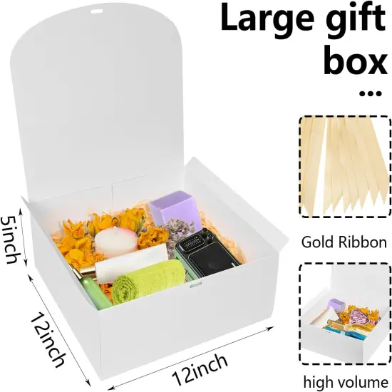 8Pack Large Gift Boxes with Lids, 12x12x5 Inches Bridesmaid Proposal Box With Ribbon, White Boxes For Gifts, Paper Gift Box For Presents, Wedding, Bridal Shower, Birthday Party {2}