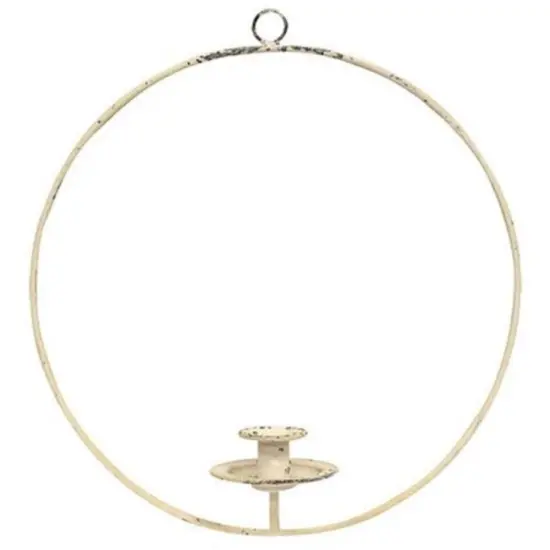 White Metal Hanging Halo Taper Holder and Distressed Finish {1}