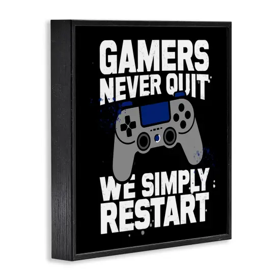 Stupell Industries Gamers Never Quit Phrase Framed Giclee Design by Kim Allen {3}
