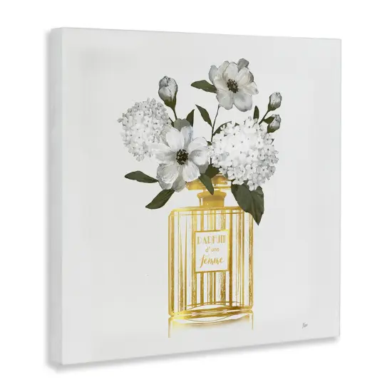 Stupell Industries Gold Bottle with Flowers Canvas Design by Nan {3}