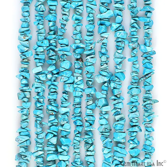Turquoise Chip Beads, 34 Inch, Natural Chip Strands, Drilled Strung Nugget Beads, 3-7mm, Polished, GemMartUSA (CHTR-70001) {1}