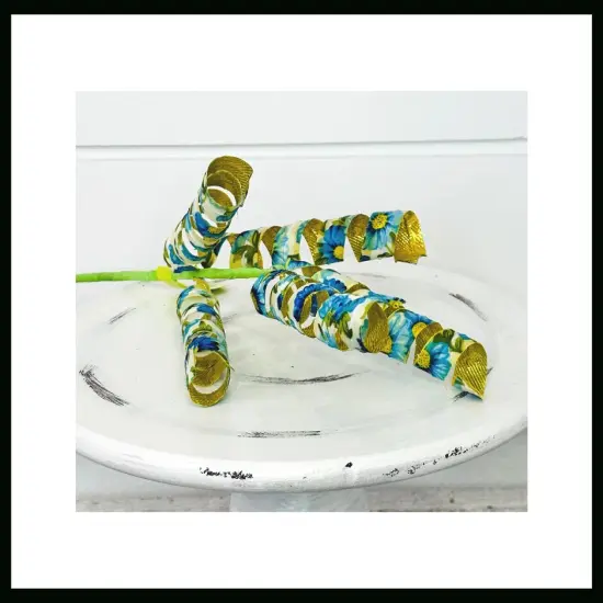 Elegant Blue Floral Gold Curl Wreath Pick - 16 Inches-63200BL {2}