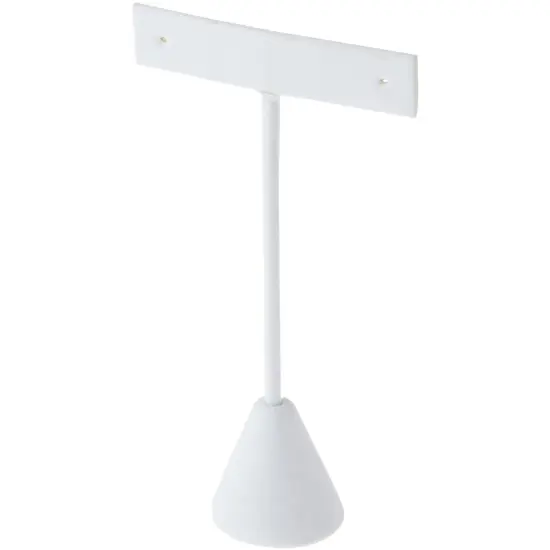 Plymor White Faux Leather "T" Style, Single Pair Earring Display Stand, 2.5" W x 1.25" D x 4.5" H {1}