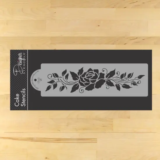 Rose Cake Stencil Tier #2 | C562 by Designer Stencils | Cake Decorating Tools | Baking Stencils for Royal Icing, Airbrush, Dusting Powder | Reusable Plastic Food Grade Stencil for Cakes | Easy to Use & Clean Cake Stencil {1}