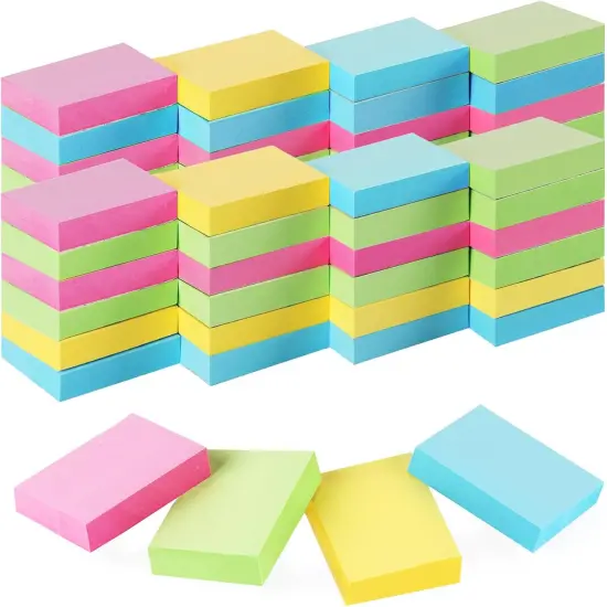 50 Pads Mini Sticky Notes, Small Self-Stick Note, Bulk Tiny Pads for Office, School, Home, 100 Sheets/Pad, 4 Pastel Colors, Pink, Yellow, Green, Blue {1}