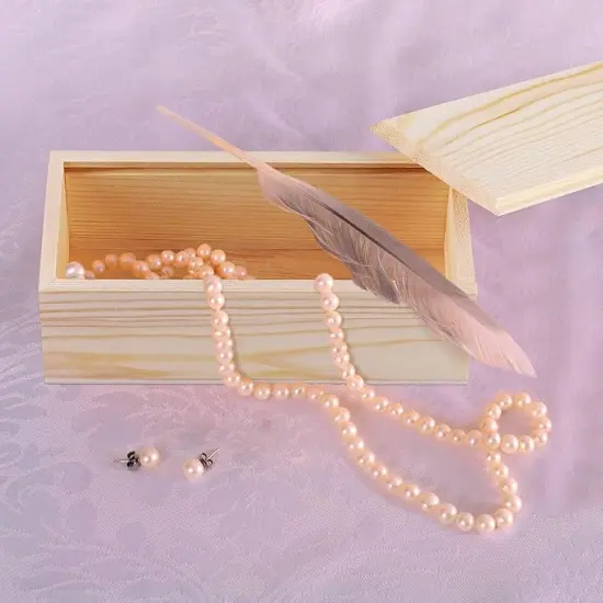 3 Pack Unfinished Wooden Box with Slide Lid, Blank Pine Wood Box Case Container Wood Jewelry Box for Storage {5}