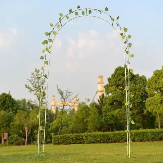 8ft Adjustable Metal Garden Arch Arbor Trellis {3}