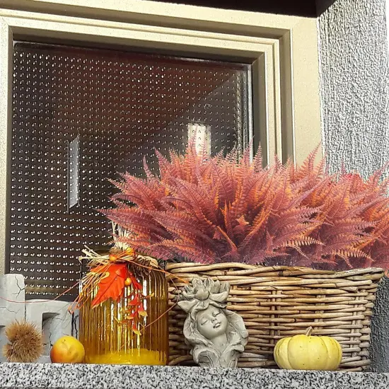 Artificial Plants, 12 Bundles of Spring Greenery Bushes Fake Boston Fern Greenery Outdoor UV Resistant Plastic Flowers (Fall Boston) {3}