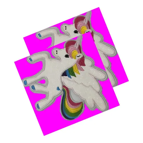 Unicorn Patch 6" x 6" Iron-On Embroidery with Glitter {2}