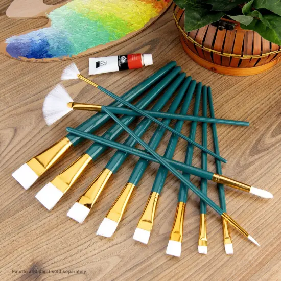 RSET-9310 | 12pc White Taklon Long Handle Variety Brush Set {3}