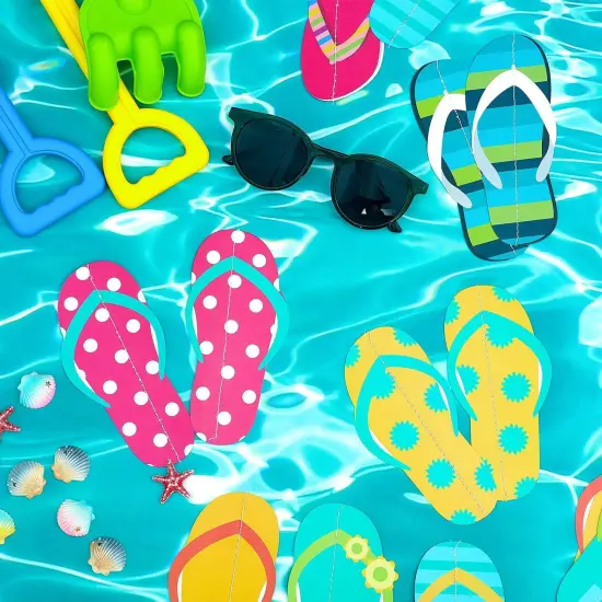 8 Pieces Flip Flop Decorations 52 Feet Summer Hanging Banner Beach Slipper Garland for Hawaiian Party {3}