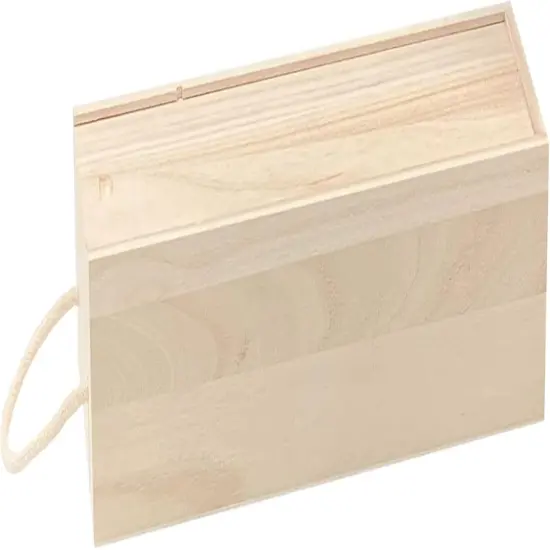 2-Pack Wooden Wine Box Single Bottle Natural Wood Case with Twine Handle for Crafts Gifts {3}