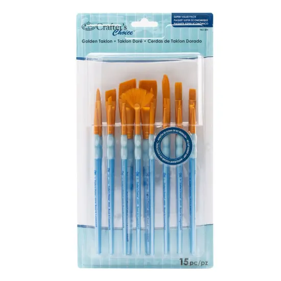 RCC 601 | Crafter's Choice&trade; 15pc Golden Taklon Variety Brush Set {1}
