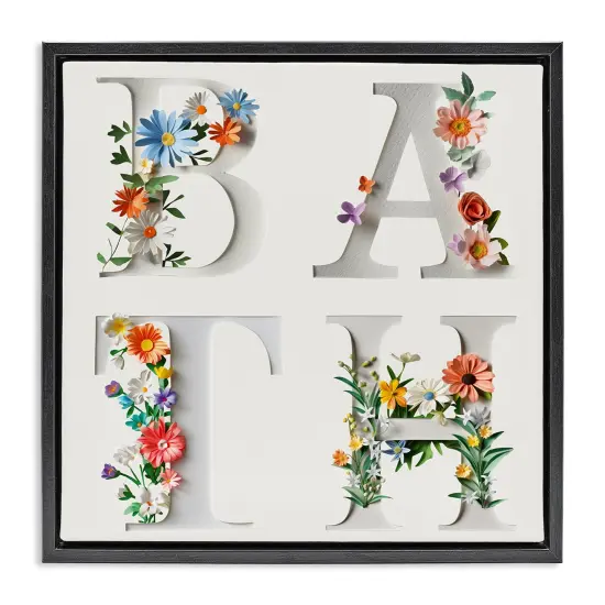 Stupell Industries Floral Bath Typography Floating Frame Design by Susan Arnot {1}