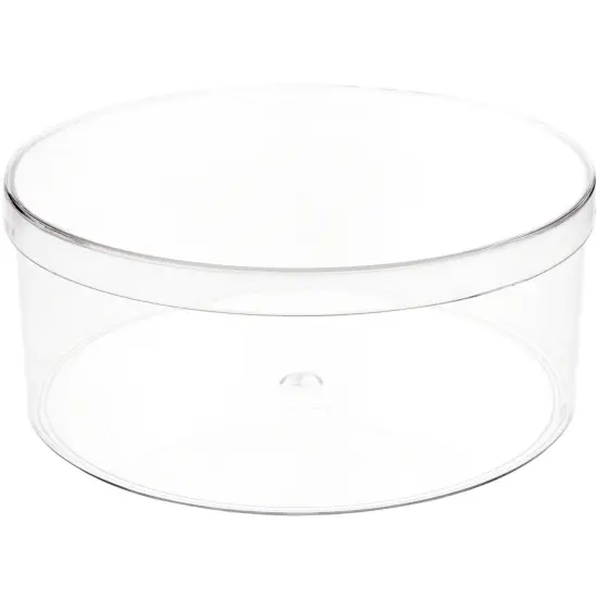 Pioneer Plastics 185C Clear Round Plastic Container, 7.375" W x 3" H {1}