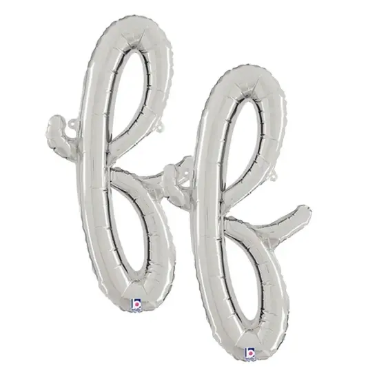 24 Inch Script Letter F Silver Air Fill Only Balloon {5}