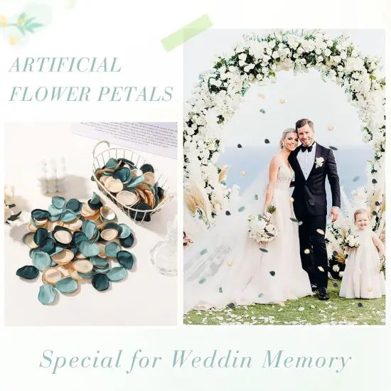 400 Pcs Silk Rose Petals Artificial Flower Petals for Wedding Flower Girl Basket Aisle Scatter Dinner Table Centerpieces Party Bridal Shower Romantic Night Decoration (Green) {2}