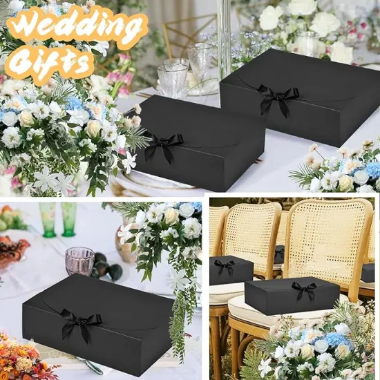 12Pack Black Gift Boxes with Lids, 12&times;9.8&times;3.1 Inch Groomsmen Proposal Box, Luxury Black Gift Box with Ribbon for Bridesmaid Box, Graduation, Christmas, Wedding, Birthday, Party {4}
