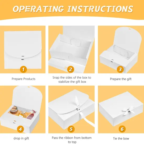 12Pack Gift Boxes, Bridesmaid Proposal Box, White Boxes for Gifts, Paper Gift Box with Ribbon for Presents, Wedding, Bridal Shower, Baby Shower, Birthday Party, Graduation {4}