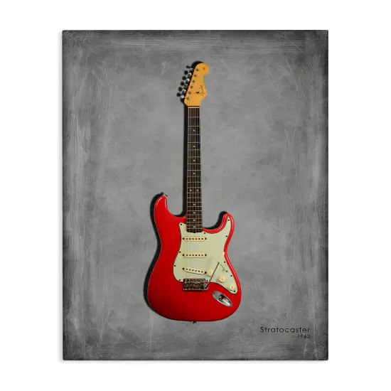 Stupell Industries Classic Red Guitar on Grey Canvas Design by Mark Rogan {1}