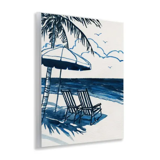 Stupell Industries Blue Toned Tropical Beach Scene Wall Plaque Design by Carol Robinson {3}