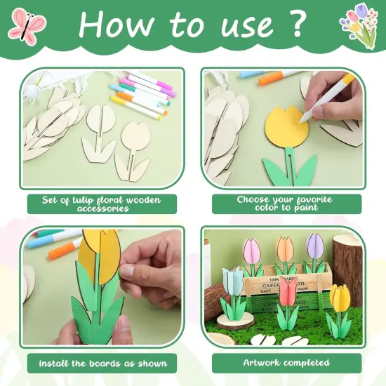 12 Pack Wood Tulips to Paint {4}