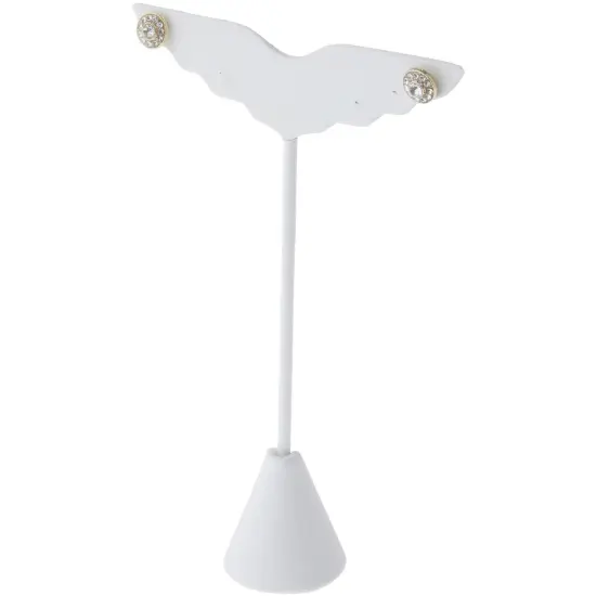 Plymor White Faux Leather Wing Shaped, Three Pair Earring Display Stand, 3" W x 1.25" D x 5.5" H {3}