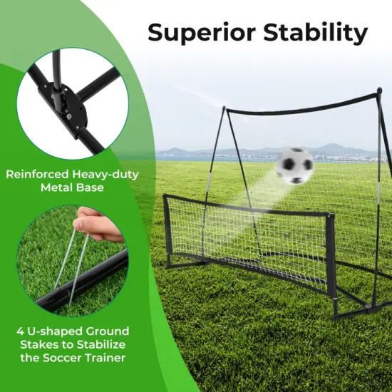 2-in-1 Dual-Sided Soccer Re bounder Net &ndash; Portable Trainer with Fiberglass Frame & Carry Bag {2}