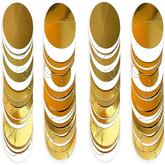 46 Ft White & Gold Circle Dot Garland &ndash; Hanging Paper Streamer for Weddings, Birthdays, Baby Showers & Parties {4}