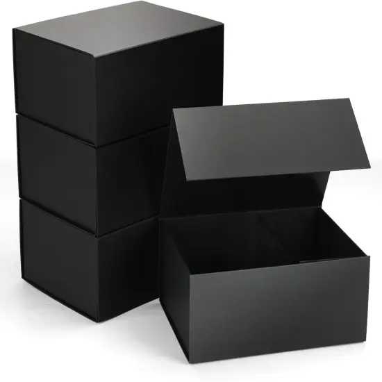 4 Pack 9.5x7x4 Magnetic Gift Boxes Black Magnetic Closure Gift Box for Wedding, Christmas, Birthday Presents {1}
