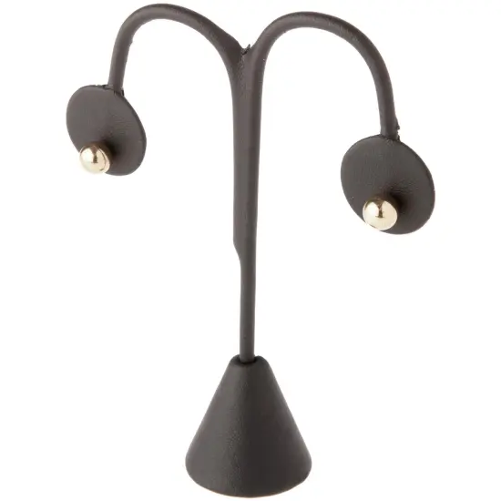 Plymor Black Faux Leather Lamp Style, Single Pair Earring Display Stand, 3.75" W x 1.25" D x 4.75" H {3}