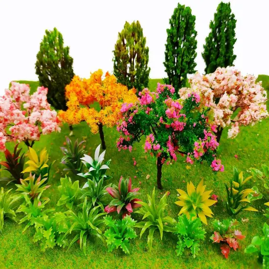 28 Pcs Miniature Fairy Garden Tree Plant Ornament, Mixed Model Trees 1-3 Inches, Miniature Dollhouse Pots Decor Moss Bonsai Micro Landscape {1}