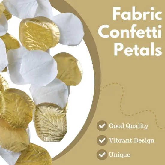 Gold & White Fabric Confetti Petals - 2" (Pack of 300) - Elegant Table Decorations for Weddings, Events & DIY Crafts {4}