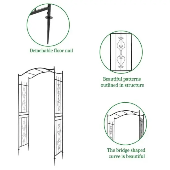 Wrought Iron Garden Arch with Bridge Roof for Climbing Plants {3}