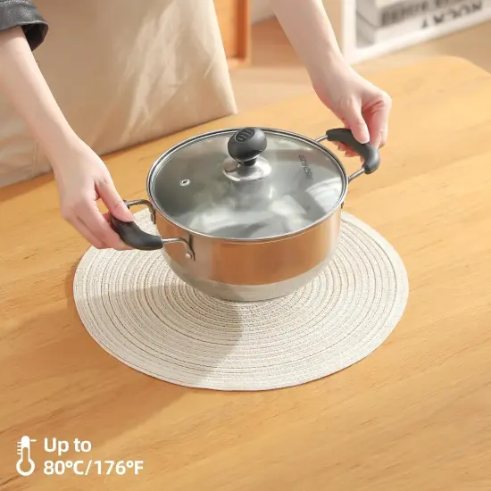 Round Cotton Placemats Set of 6 Washable Round Placemat 15 inch Round Braided Placemats Circle Placemat {3}