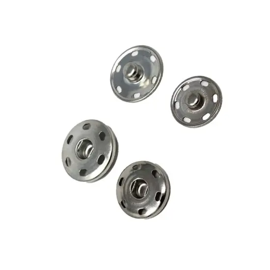 Silver Metal Snaps Sew-On 6 Hole 30L OR 34L {2}
