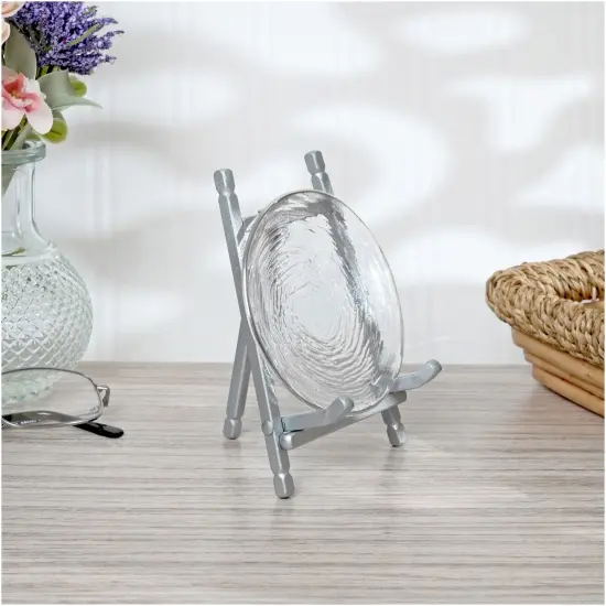 Bard's Satin Silver-toned Metal Easel, 5" H x 3.375" W x 3.5" D {3}