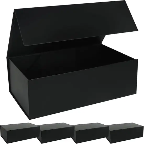 Large Black Gift Box with Magnetic Lids 13.8x8.3x4.4 in, Bridesmaid Groomsman Proposal Boxes, Collapsible Rectangle Storage Box 5 Pack {1}