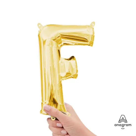 Anagram&reg; 16" Gold Letter F Balloon Air Fill Only Foil Mylar {3}