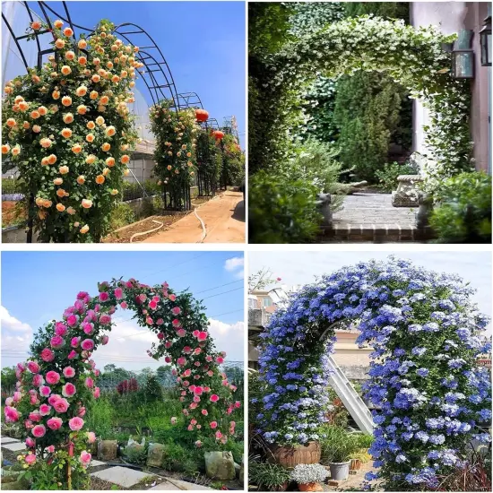 7'8" Adjustable Metal Garden Arch Trellis Plant Support {6}